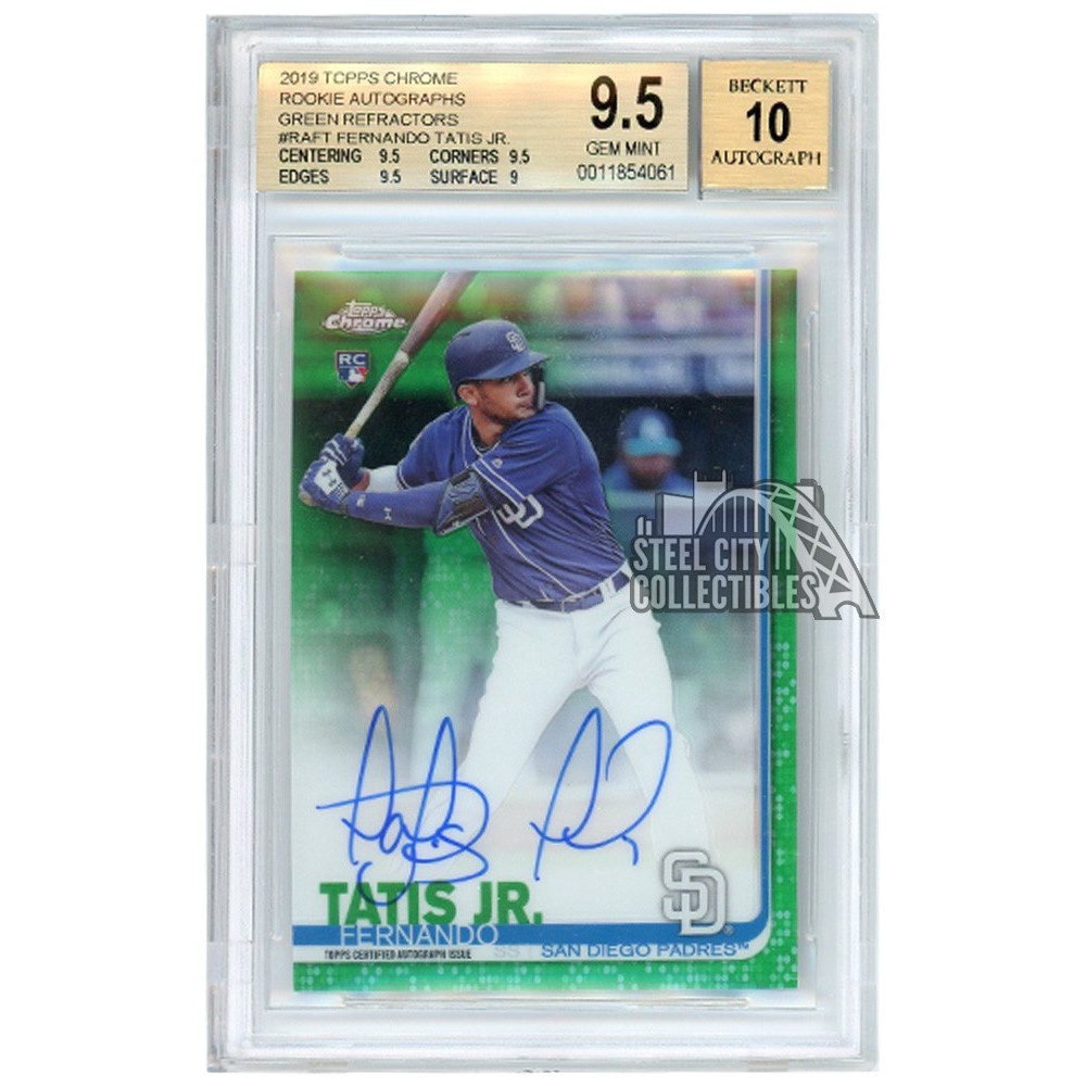 Fernando Tatis Jr 2019 Topps Chrome Green Refractor Autograph Rookie Card  #RA-FT 44/99 BGS 9.5 AUTO 10