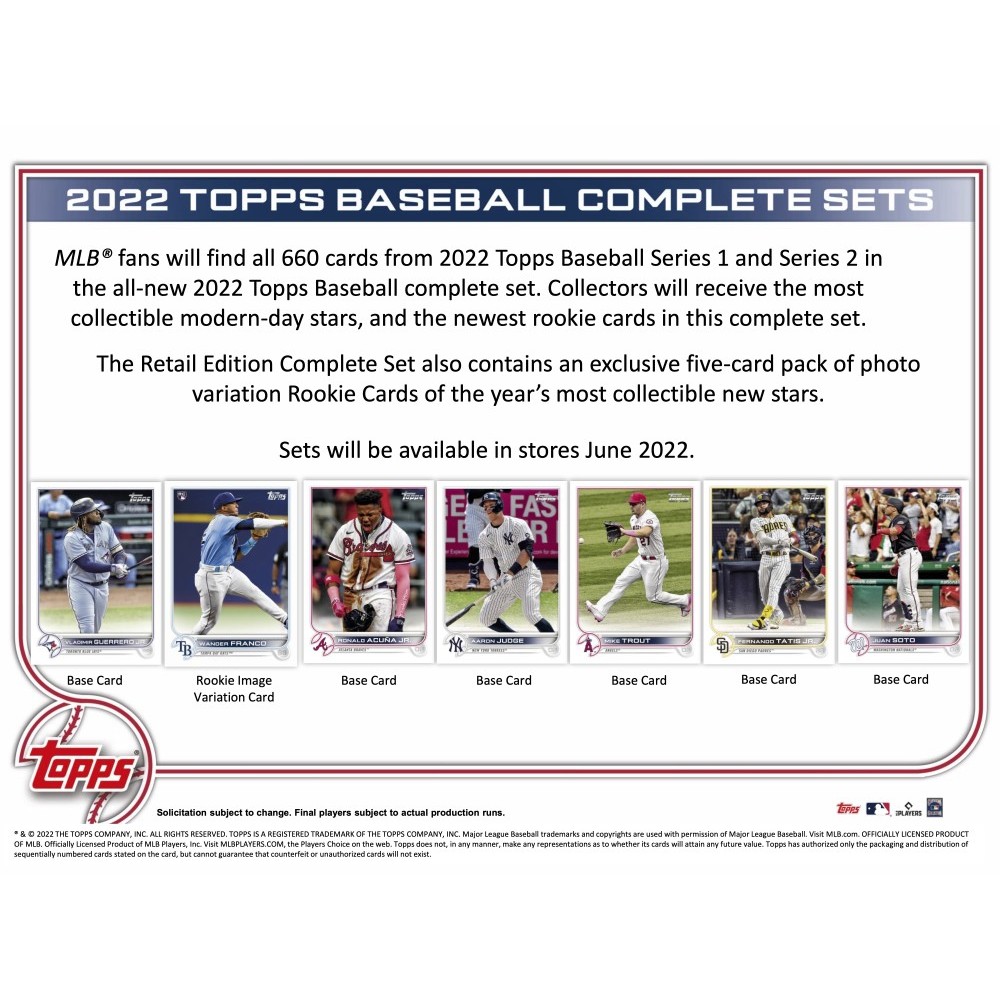 2022 TOPPS BASEBALL COMPLETE SET GREEN 660 Cards + 5 Rookie Variations -  SEALED