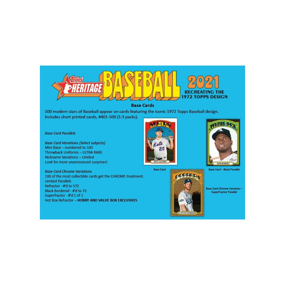 2021 Topps Heritage Baseball Checklist, Set Info, Variations, Boxes