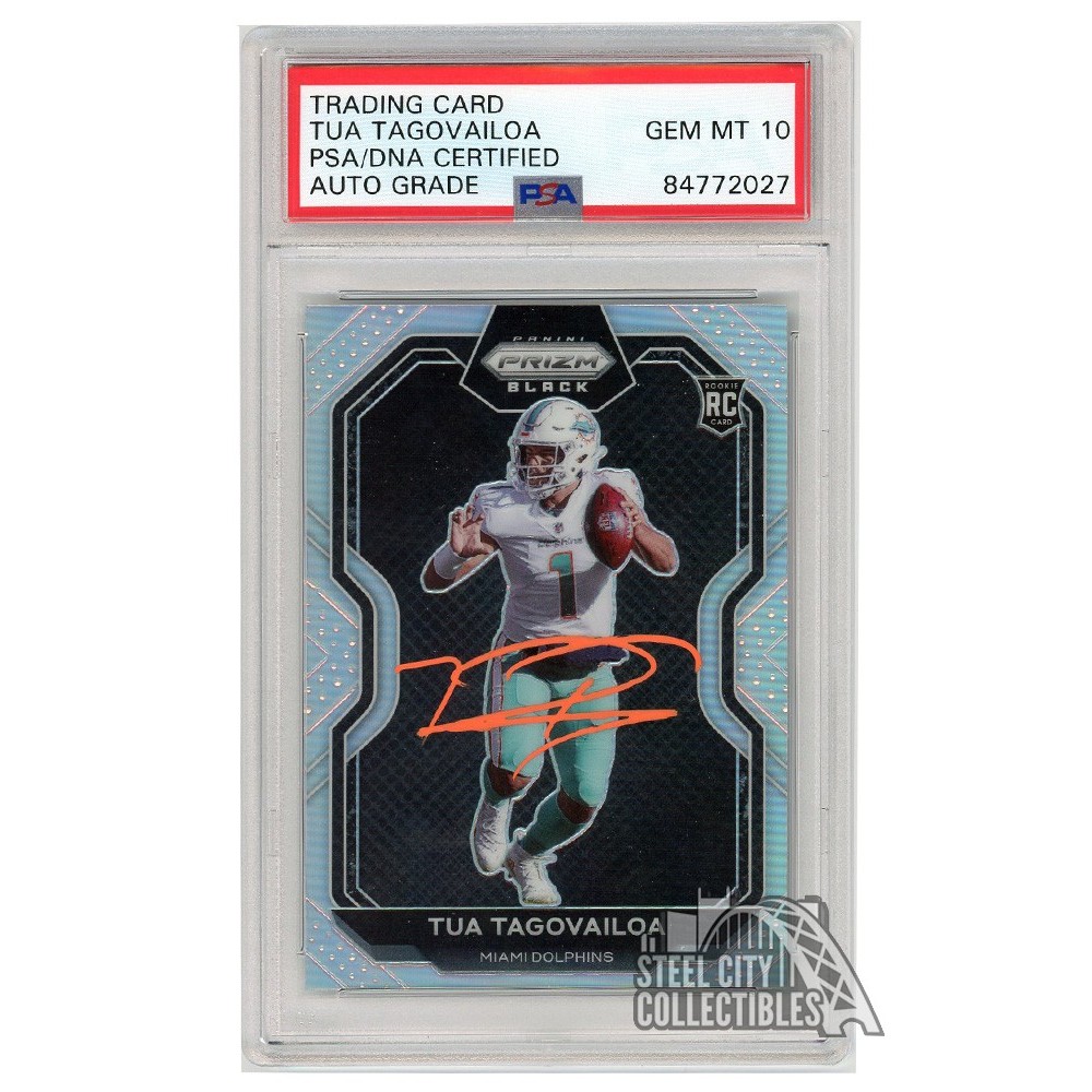 Tua Tagovailoa 2020 Panini Chronicles Prizm Black Silver Autograph RC Card  #PB-2 PSA/DNA 10 (Orange)