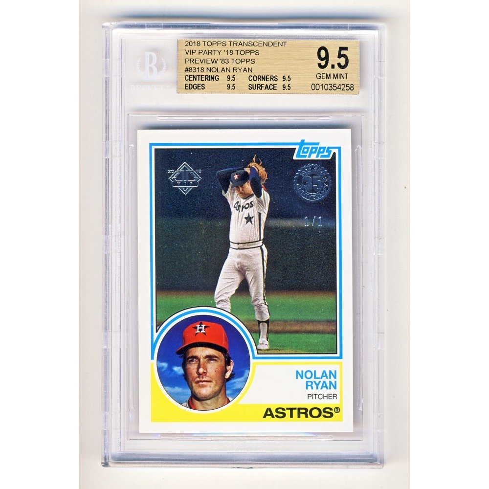 Nolan Ryan 2018 Topps Transcendent VIP Party Preview '83 Topps Card 1/1