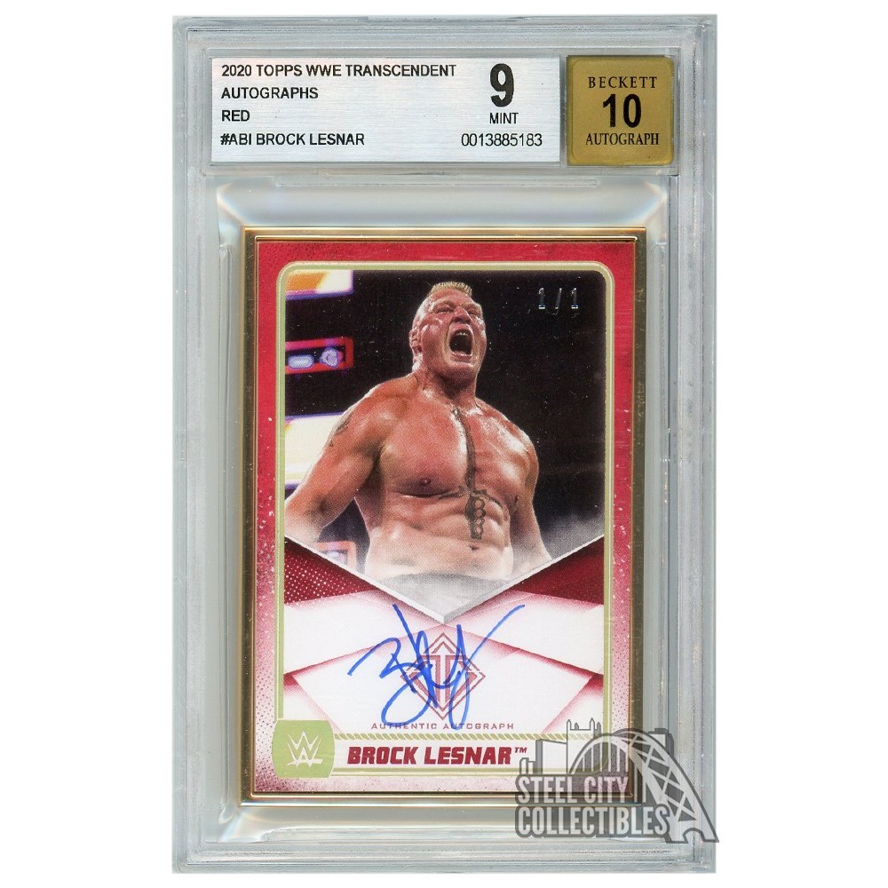 Brock Lesnar 2020 Topps Transcendent WWE Red Autograph Card 1/1 BGS 9 ...