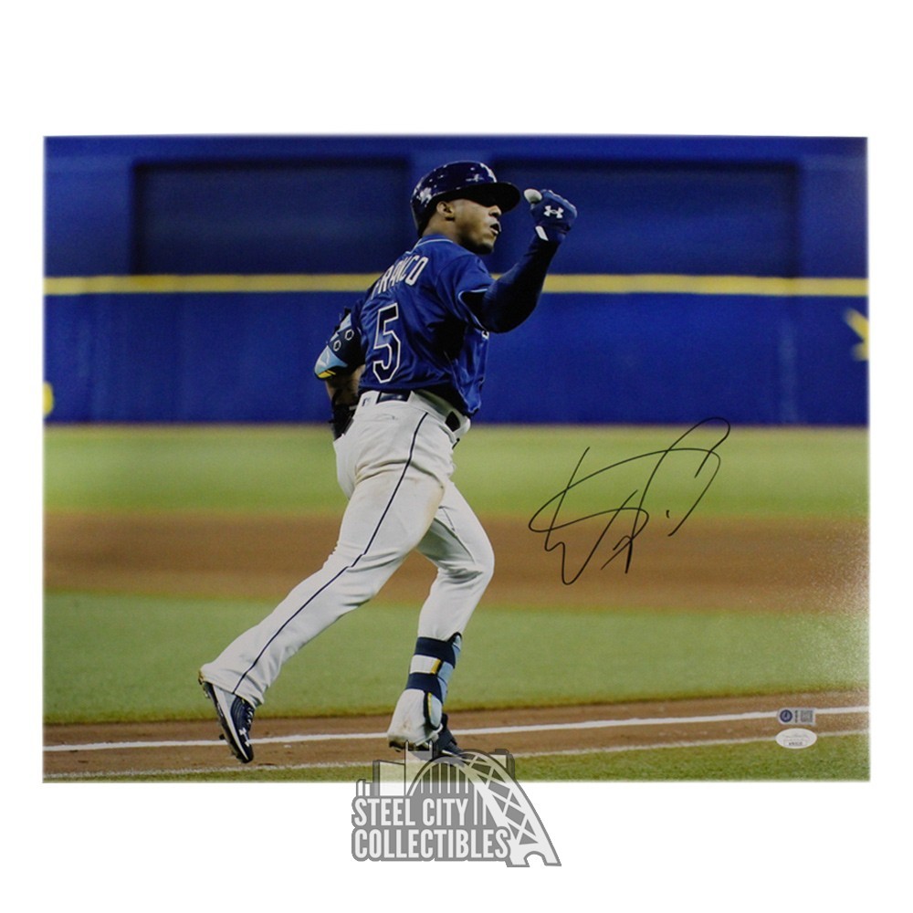 Wander Franco Autographed Tampa Bay 16x20 Trotting Baseball Photo - JSA