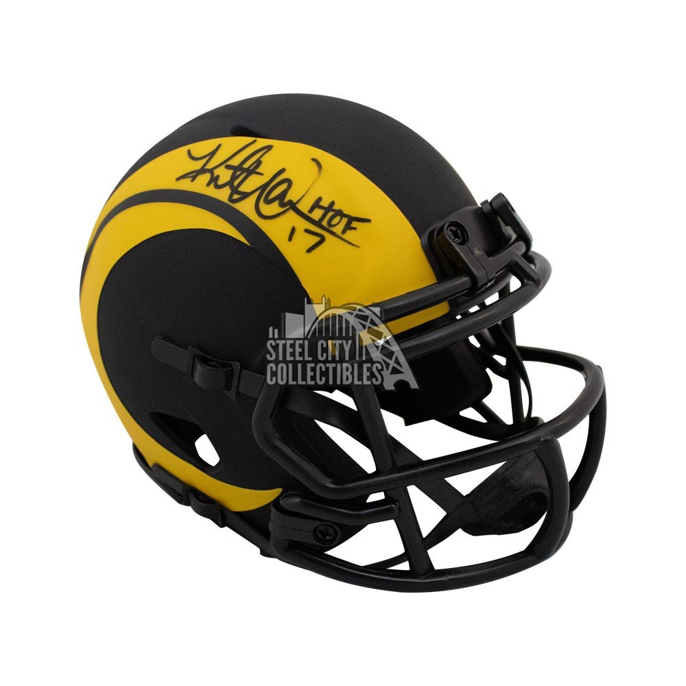 Kurt Warner Autographed Rams Eclipse Replica Full-Size Football Helmet -  BAS COA (Black Ink)