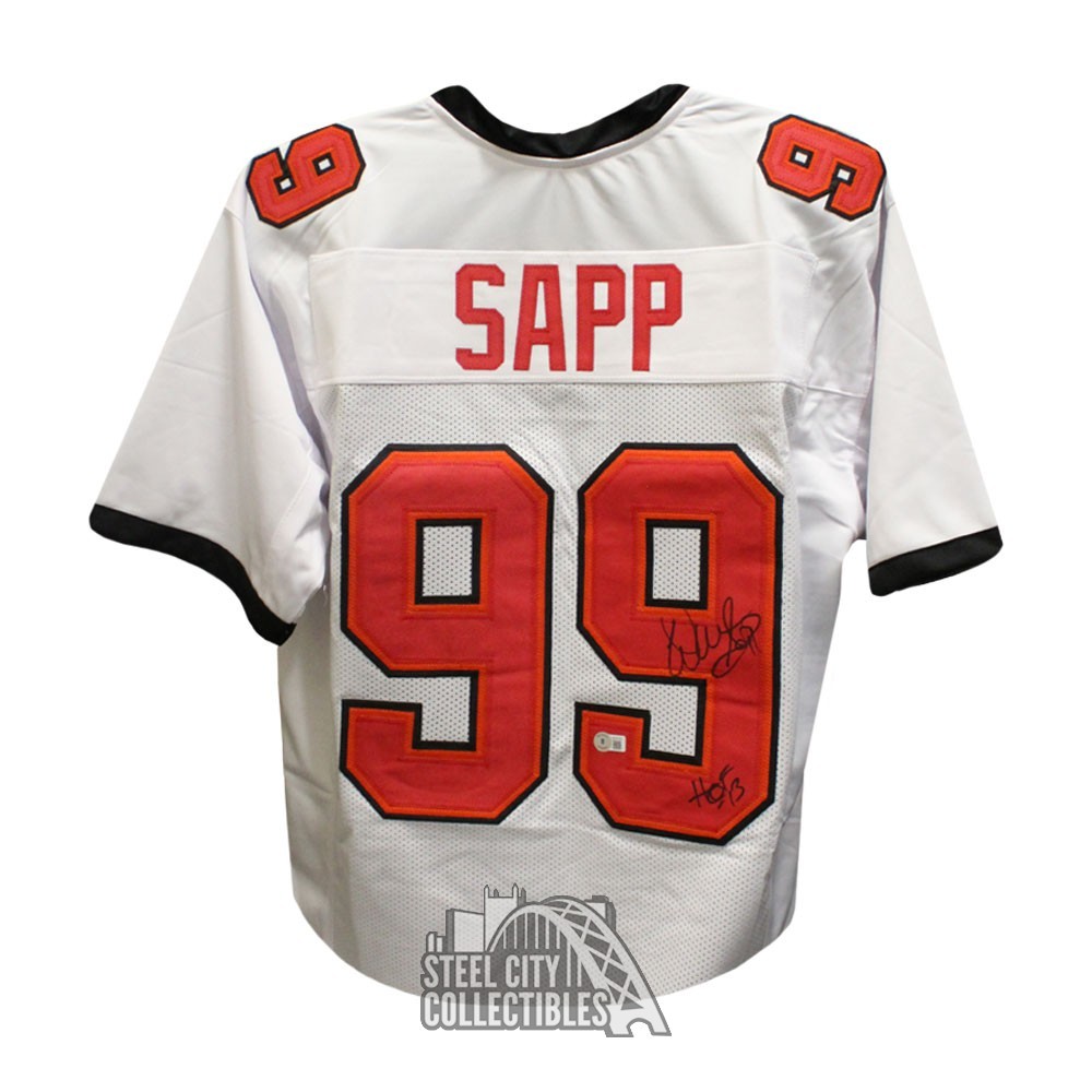 Warren Sapp HOF Autographed Tampa Bay Custom White Football Jersey - BAS