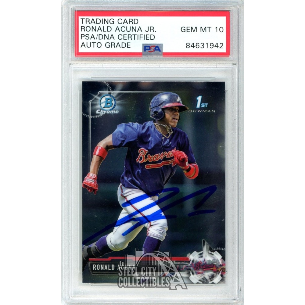 Ronald Acuna Jr 2017 Bowman Chrome 1st Auto #BCP127 - PSA/DNA 10 ...