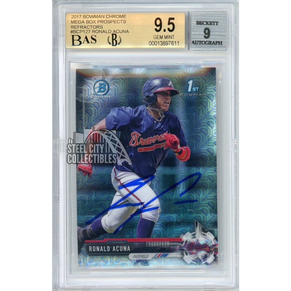 Ronald Acuna Jr 2017 1st Bowman Chrome Mega Box Autograph Rookie Card # ...