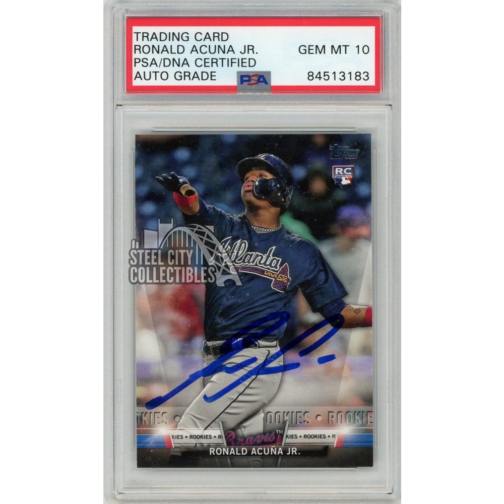 Ronald Acuna 2018 Topps Autograph Rookie Card #S-21- PSA/DNA 10 | Steel ...