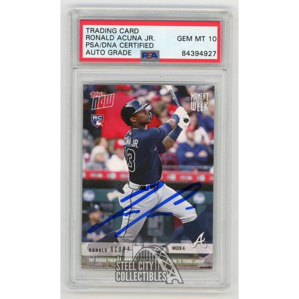 Ronald Acuna Jr 2019 Topps Throwback Thursday Autographed Rookie Card  #CA-12 - PSA/DNA 10