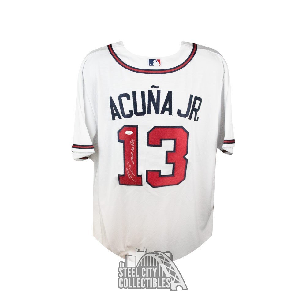 Ronald Acuna Jr 2018 NL ROY Autographed Atlanta Braves Nike