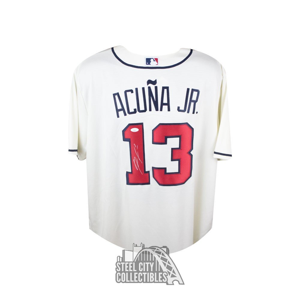 Ronald Acuna Jr Autographed Atlanta Braves Nike Cream Baseball