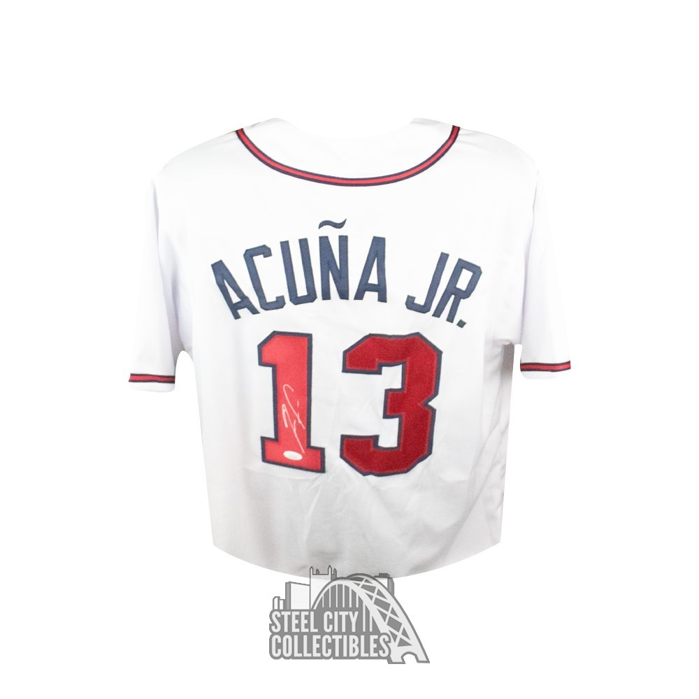 Ronald Acuna Jr Autographed Atlanta White Custom Baseball Jersey