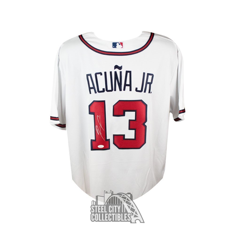 Ronald Acuna Jr. Signed Atlanta Braves LED Framed Nike Blue MLB Jersey
