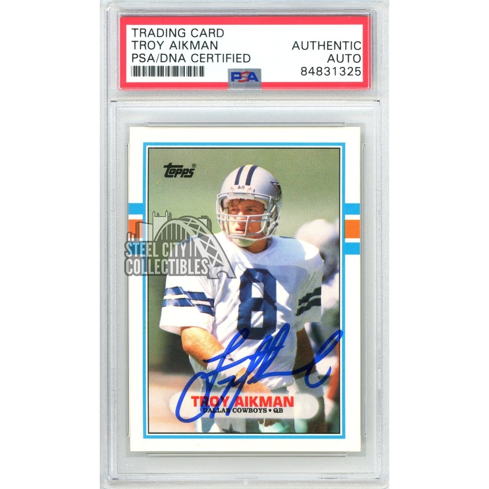 Troy Aikman 1989 Topps Traded Autograph Rookie Card #70T PSA/DNA