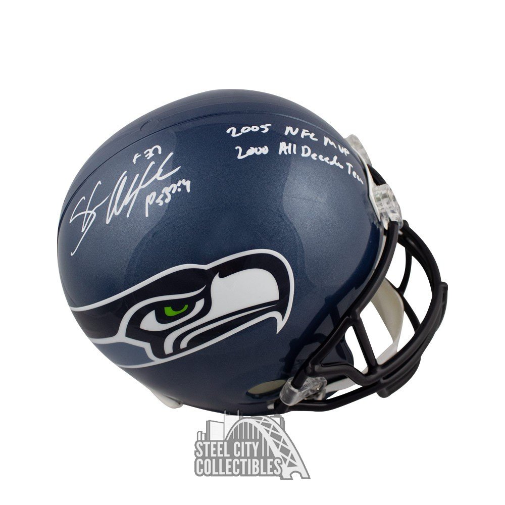 Shaun Alexander Autographed Seattle Seahawks 83-01 TB Mini Helmet JSA 31850  – Denver Autographs