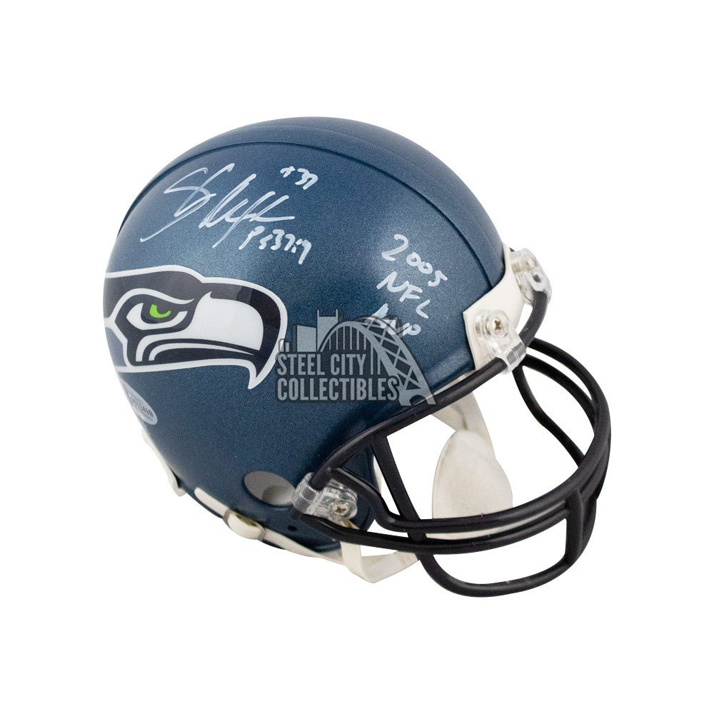 Shaun Alexander Autographed Seattle Seahawks Lunar Mini Helmet JSA 31851 –  Denver Autographs