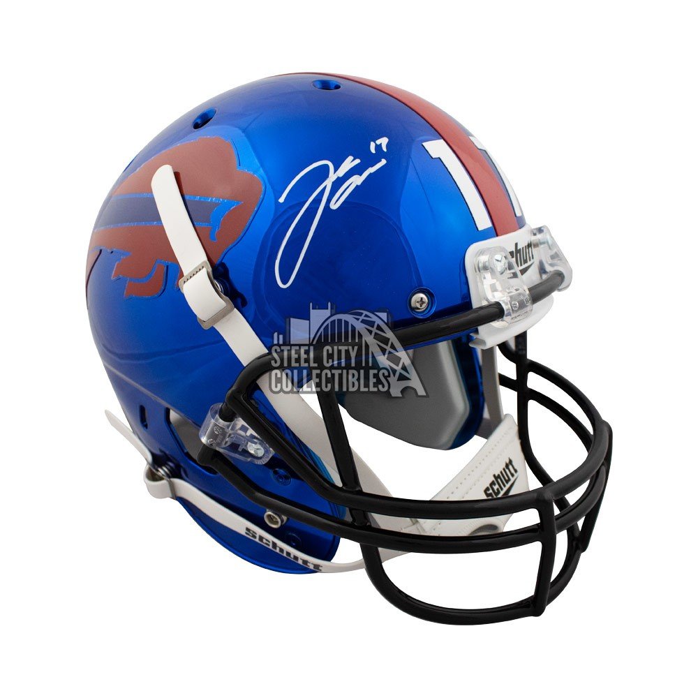 Josh Allen Bills Mafia Autographed Bills Chrome Mini Football Helmet JSA  COA (A)