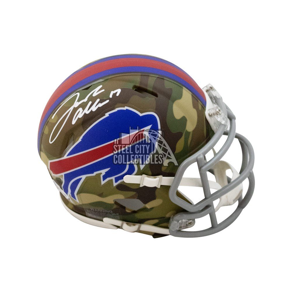 Josh Allen Autographed Buffalo Bills Camo Mini Football Helmet - BAS COA