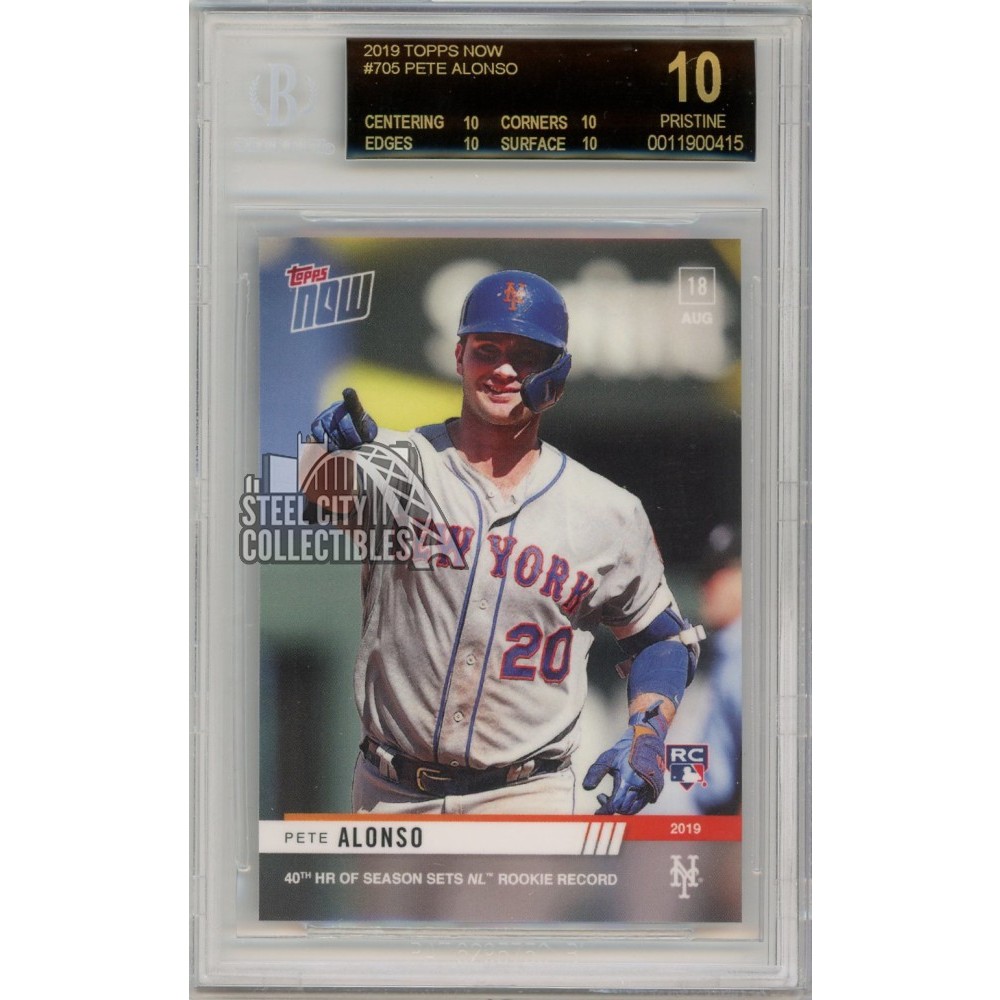 Pete Alonso 2019 Topps Now Rookie Card #705 BGS 10 Black Label | Steel ...