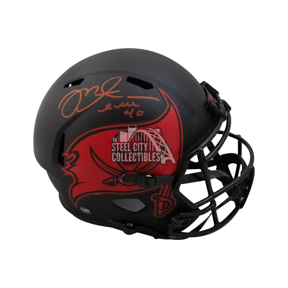 Mike Alstott SB Champs A Train Autographed Buccaneers Lunar Eclipse  Authentic Full-Size Football Helmet - BAS (Red Ink)