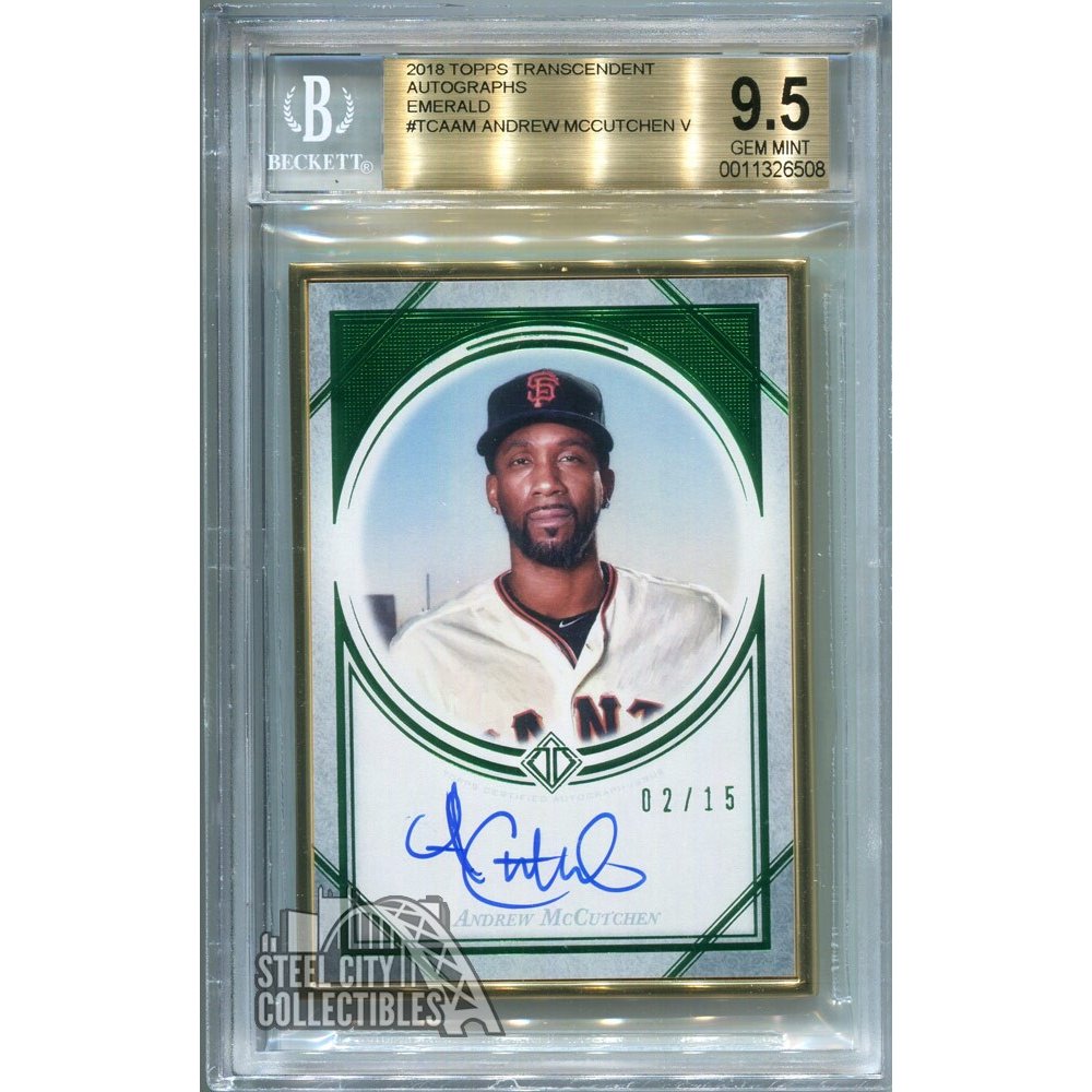 Andrew McCutchen 2018 Topps Transcendent Autographed Card Emerald 2/15 -  BGS 9.5