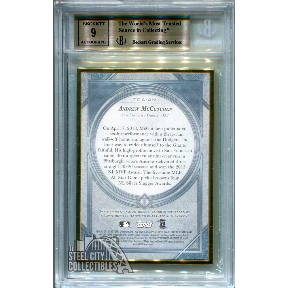 Andrew McCutchen 2018 Topps Transcendent Autographed Card Emerald 2/15 -  BGS 9.5