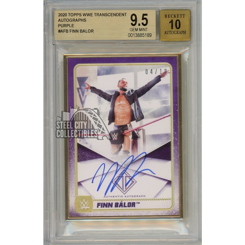 Finn Balor 2020 Topps Transcendent Wwe Purple Autograph Card 04 10 Bgs 