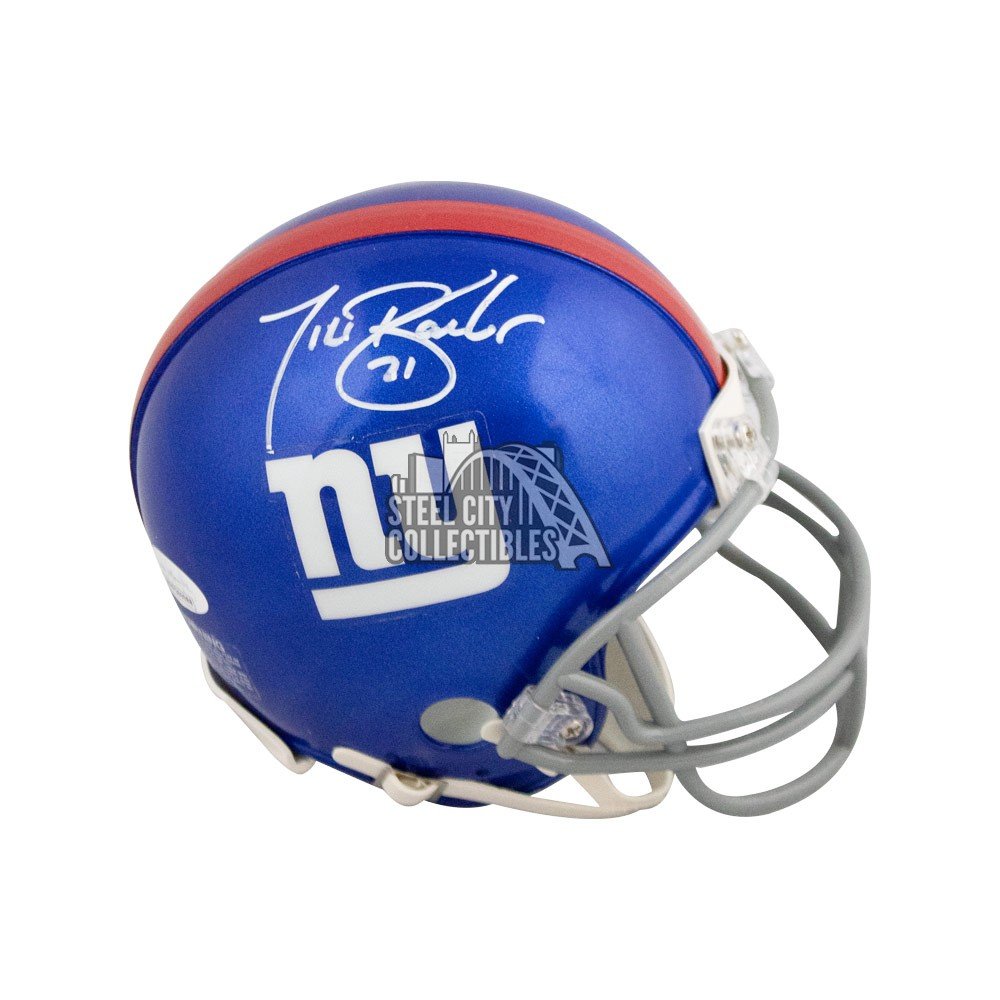 Tiki Barber Signed New York Giants Flat White Mini Helmet NFL + JSA COA
