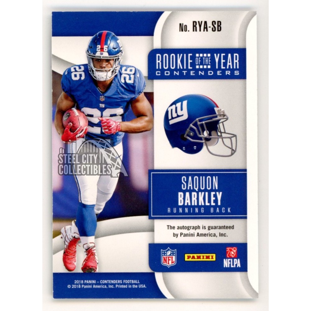 2018 outlet ABSOLUTE SAQUON BARKLEY QUAD JERSEY FOOTBALL AUTOGRAPH 20/25 PSA 7