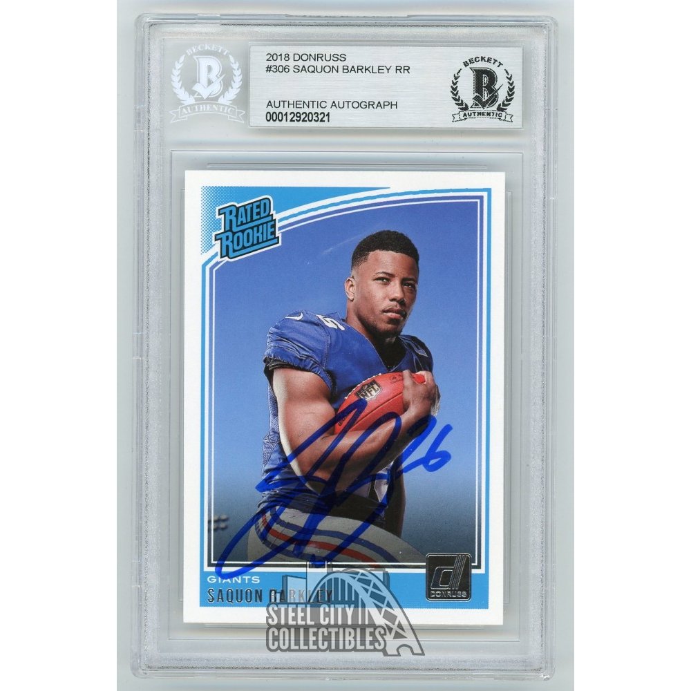 Saquon Barkley Autographed and Framed Blue Giants Jersey