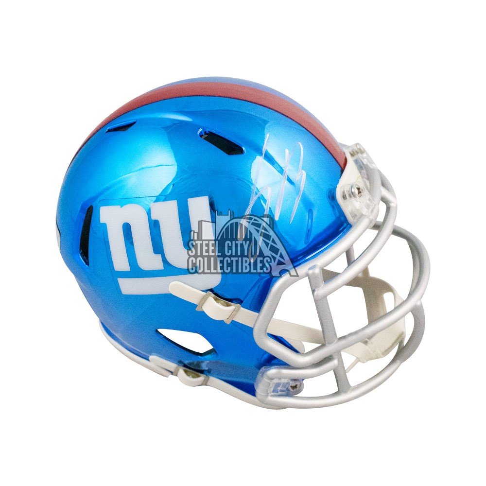 Saquon Barkley Autographed New York Giants Chrome Speed Mini