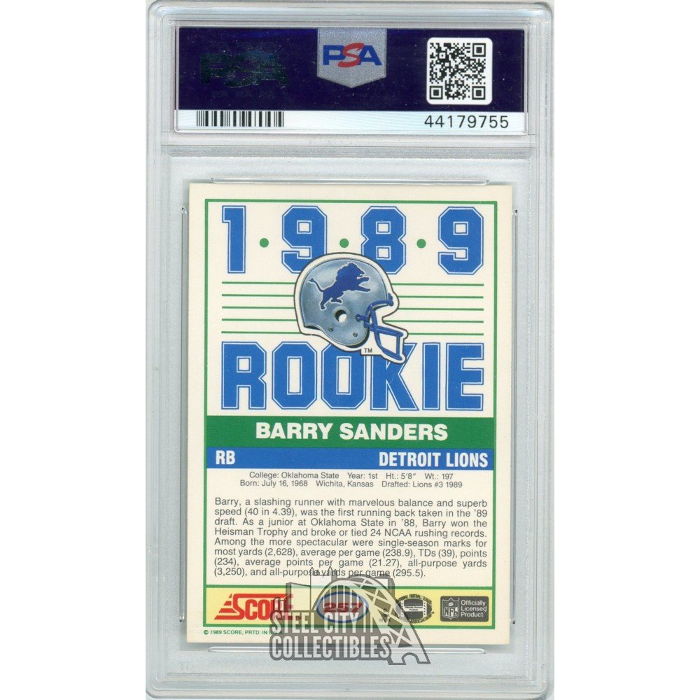 Barry Sanders 1996 Upper Deck SPX Autograph Football Card #SPX45 PSA/DNA 10