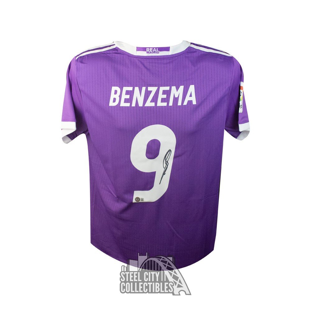 Karim Benzema Autographed Real Madrid Purple Adidas Soccer Jersey - BAS COA