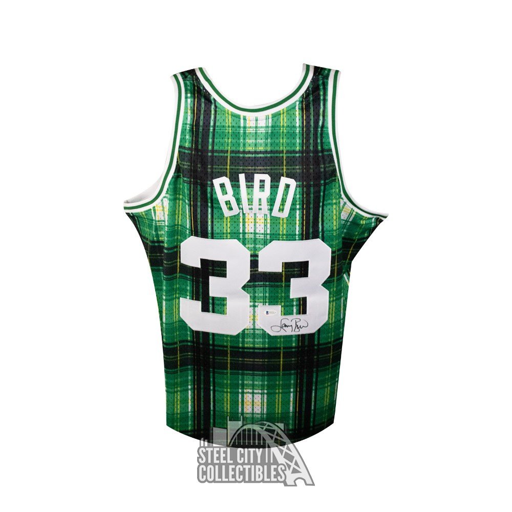 Larry Bird Boston Celtics Autographed Green Authentic Mitchell and