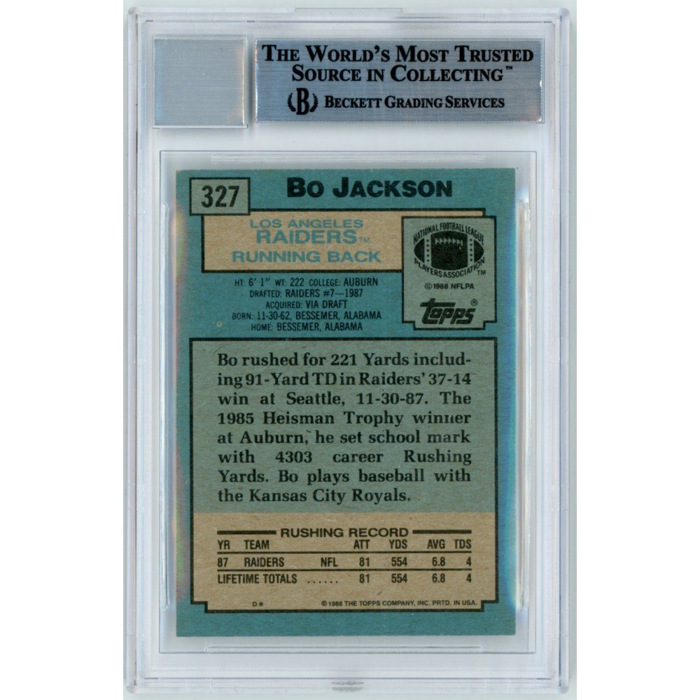 1988 Topps Bo Jackson Rookie Football Card #327  