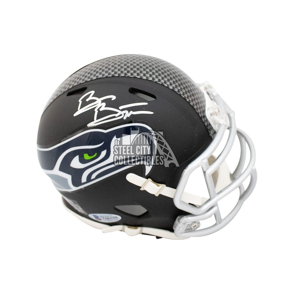 Brian Bosworth Autographed Seahawks Flat Black Mini Football Helmet - BAS  COA