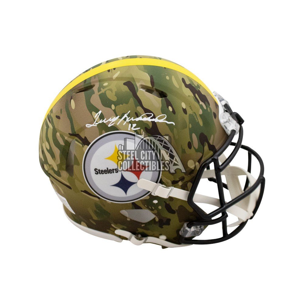 Terry Bradshaw Autographed Steelers Camo Authentic Full-Size Football Helmet  - BAS COA