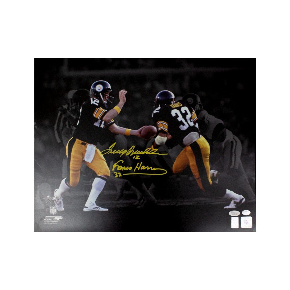 Terry Bradshaw Franco Harris signed 16x20 photo framed 2 auto