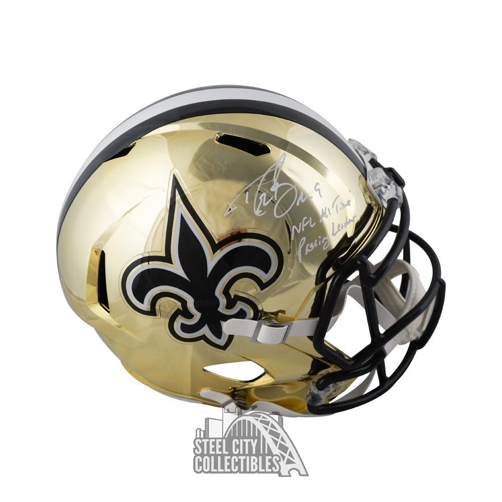 Drew Brees NFL All Time Passing Leader Autographed Saints Authentic F/S  Helmet BAS