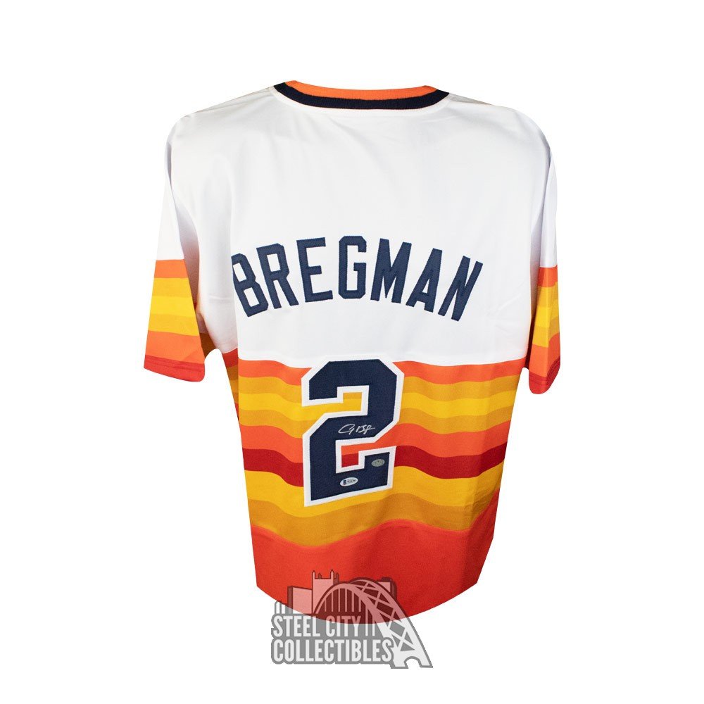 Alex Bregman Autographed Houston Custom Throwback Baseball Jersey - BAS COA