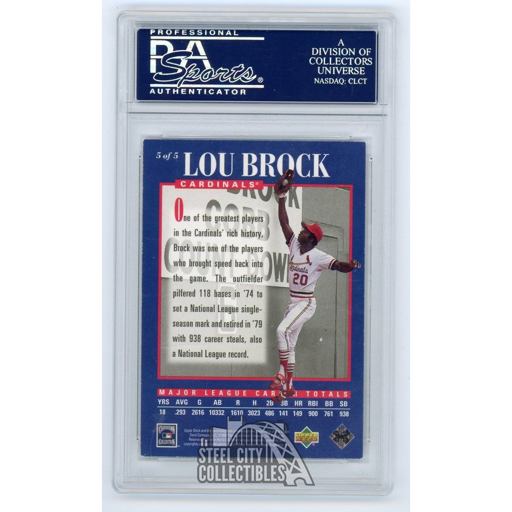 Lou Brock 1998 All-Star Fanfest Red Autographed Card #2 - PSA/DNA