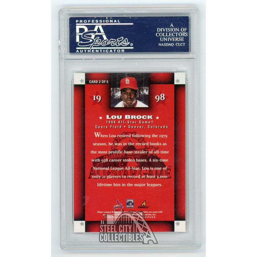 Lou Brock 1998 All-Star Fanfest Red Autographed Card #2 - PSA/DNA