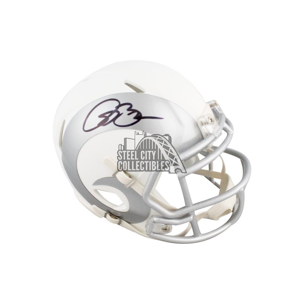 ISAAC BRUCE AUTOGRAPHED ST LOUIS RAMS LUNAR SPEED MINI HELMET W