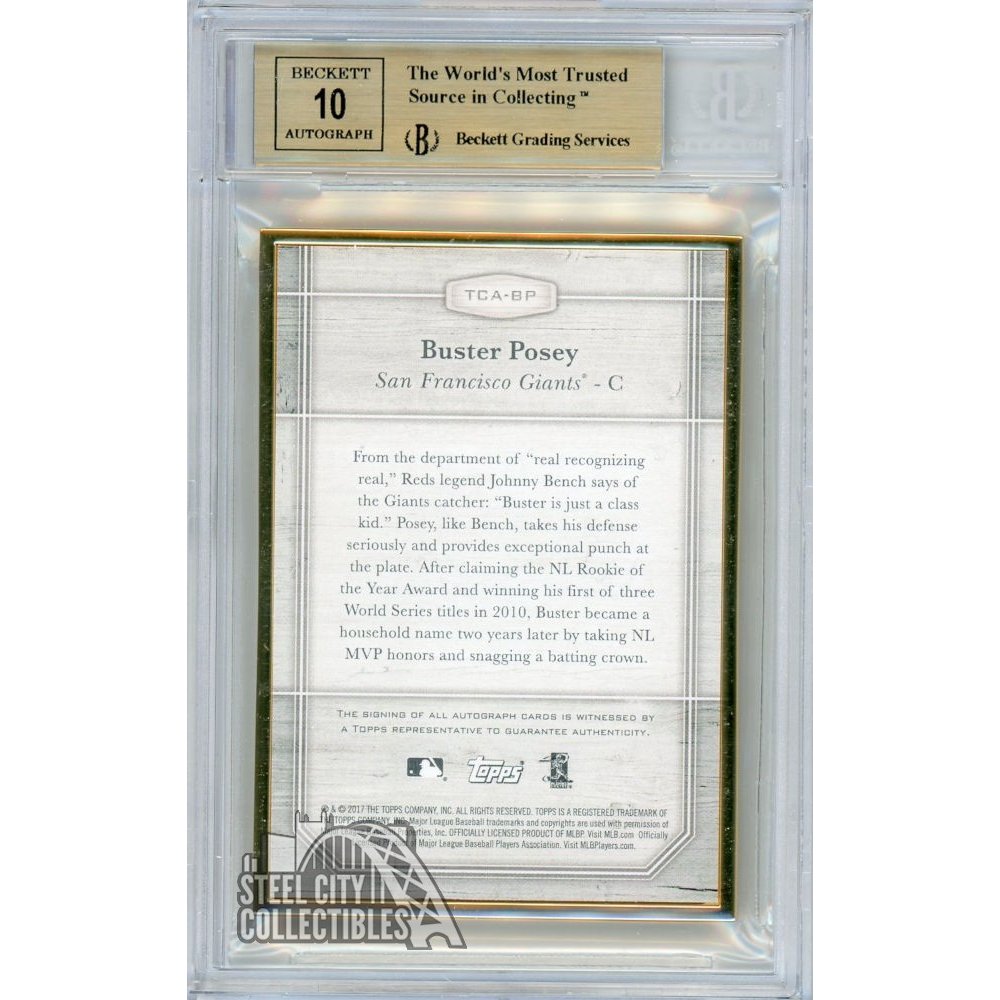 Buster Posey 2017 Topps Transcendent Framed Purple Autograph 6/10 - BGS 10