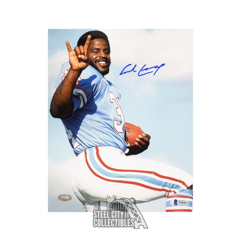 Autographed/Signed Earl Campbell Houston Blue Football Jersey JSA COA