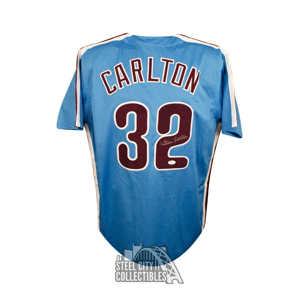 Steve Carlton Autographed Philadelphia Custom Blue Baseball Jersey