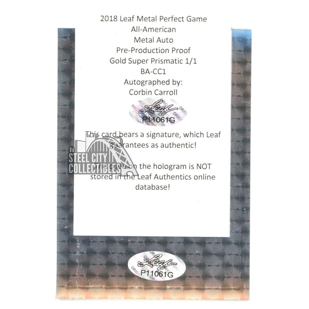 Corbin Carroll 2018 Leaf Metal Perfect Game Autograph Gold Super