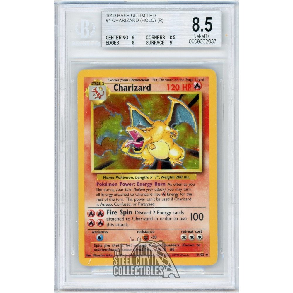 1999 Charizard Pokemon Base Set Holo Card 4/102 BGS 8.5 (B) | Steel ...