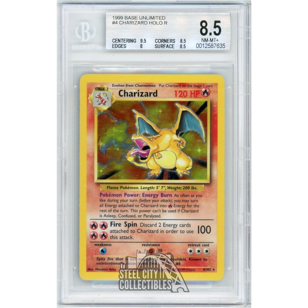 1999 Charizard Pokemon Base Set Holo Card 4/102 BGS 8.5 (A) | Steel ...