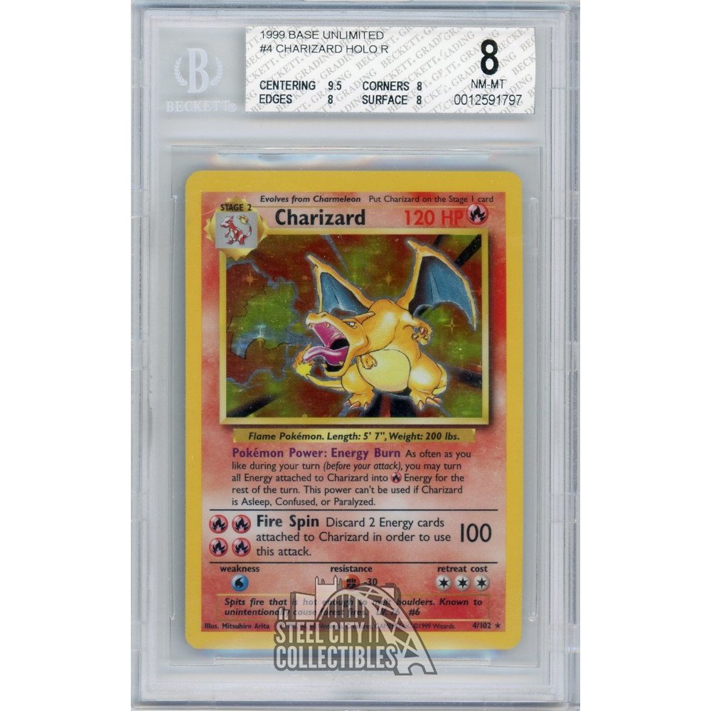 1999 Charizard Pokemon Base Set Holo Card 4/102 BGS 8 | Steel City ...